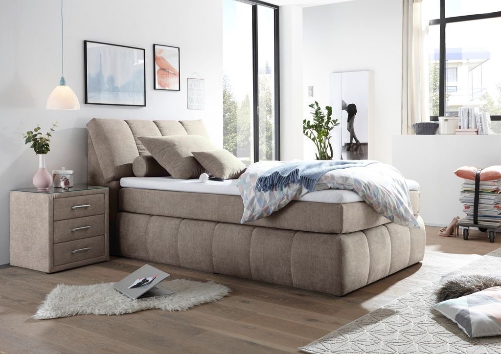 ED EXCITING DESIGN Boxspringliege (120 x 200 cm, Toledo 120x200 cm Soro 23 Sand), Beige von ED EXCITING DESIGN