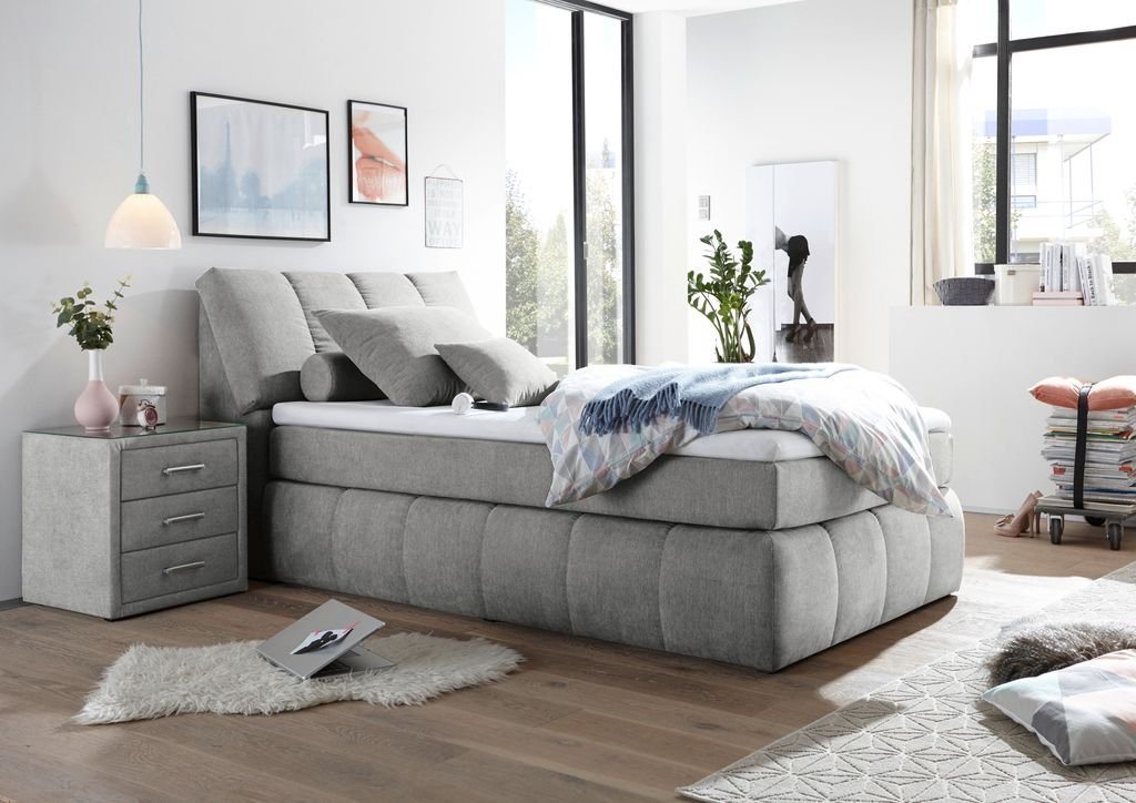 ED EXCITING DESIGN Boxspringliege (120 x 200 cm, Toledo 120x200 cm Soro 90 Light Grey), Grau von ED EXCITING DESIGN