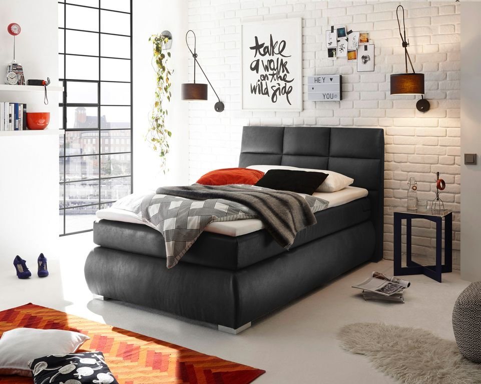 ED EXCITING DESIGN Boxspringliege (140 x 200 cm, Kosali 1 anthrazit 140 cm), Grau von ED EXCITING DESIGN