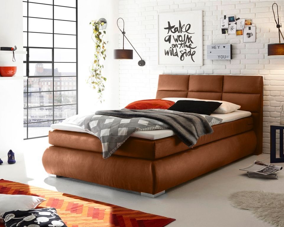 ED EXCITING DESIGN Boxspringliege (140 x 200 cm, Kosali 1 cognac 140 cm), Braun von ED EXCITING DESIGN