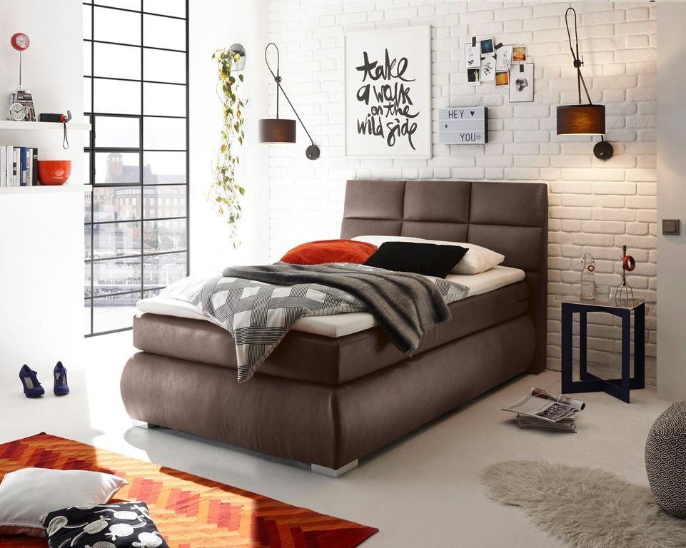 ED EXCITING DESIGN Boxspringliege (140 x 200 cm, Kosali 1 dark brown 140 cm), Braun von ED EXCITING DESIGN