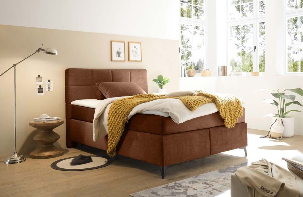 ED EXCITING DESIGN Boxspringliege (140 x 200 cm, Navarra), Kupfer von ED EXCITING DESIGN