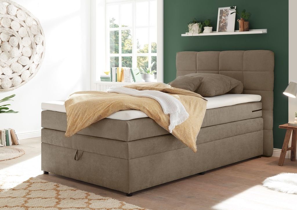 ED EXCITING DESIGN Boxspringliege (140 x 200 cm, Tacoma 1 Soro" sand 140 cm), Beige" von ED EXCITING DESIGN