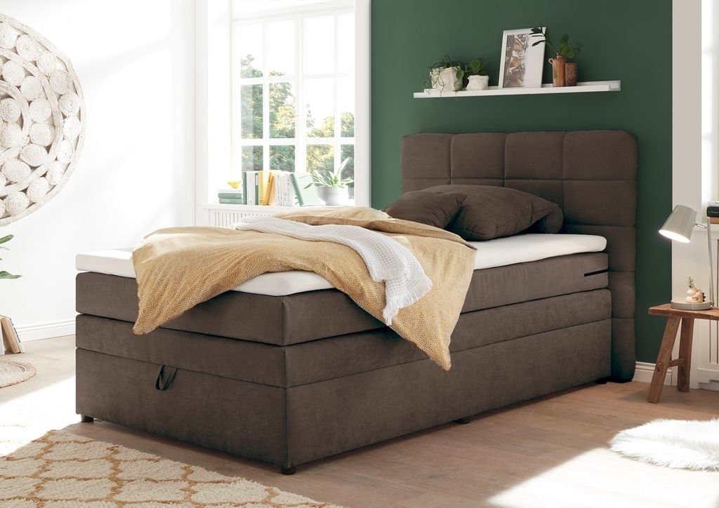 ED EXCITING DESIGN Boxspringliege (140 x 200 cm, Tacoma 1 Soro" schlamm 140 cm), Grau" von ED EXCITING DESIGN