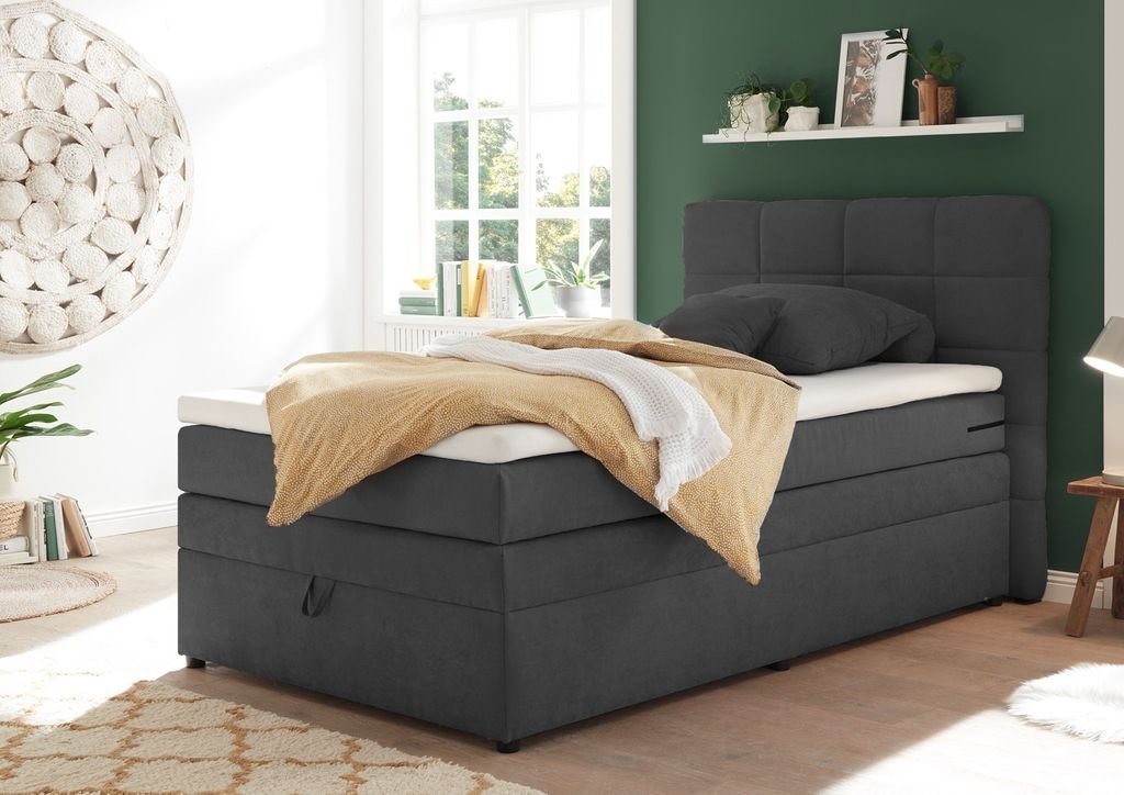 ED EXCITING DESIGN Boxspringliege (140 x 200 cm, Tacoma 1 Uran" anthrazit 140 cm), Grau" von ED EXCITING DESIGN