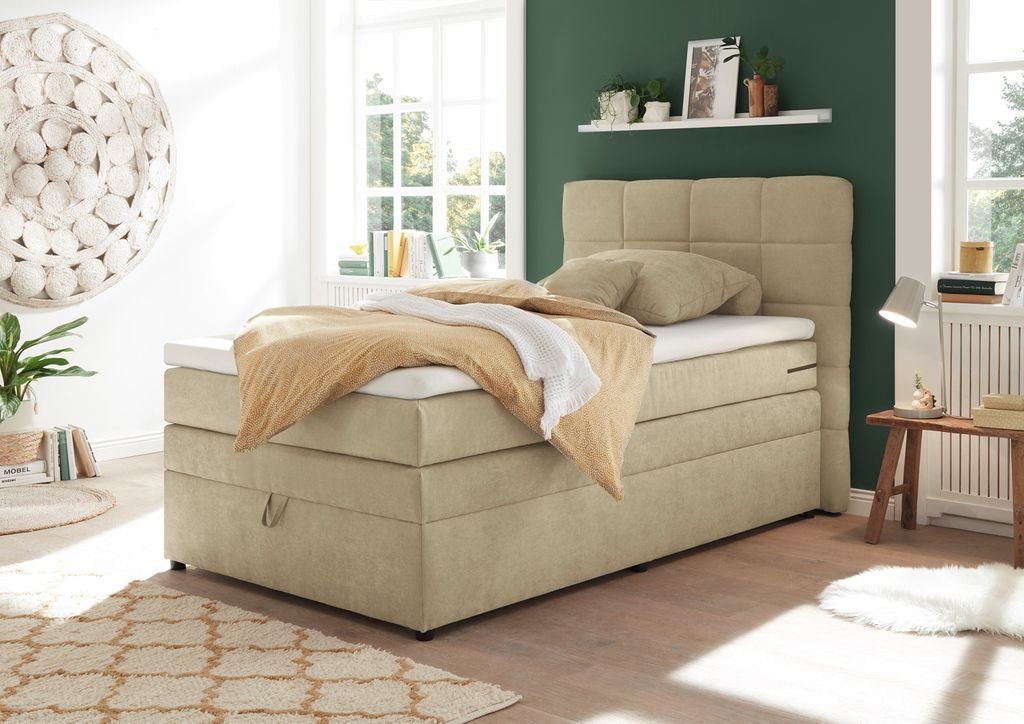 ED EXCITING DESIGN Boxspringliege (140 x 200 cm, Tacoma 1 Uran" sand 140 cm), Beige" von ED EXCITING DESIGN