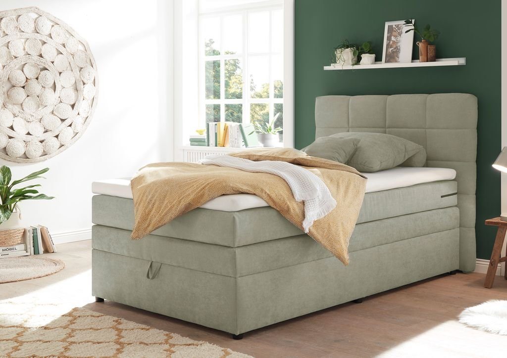 ED EXCITING DESIGN Boxspringliege (140 x 200 cm, Tacoma 1 Uran" schlamm 140 cm), Grau" von ED EXCITING DESIGN