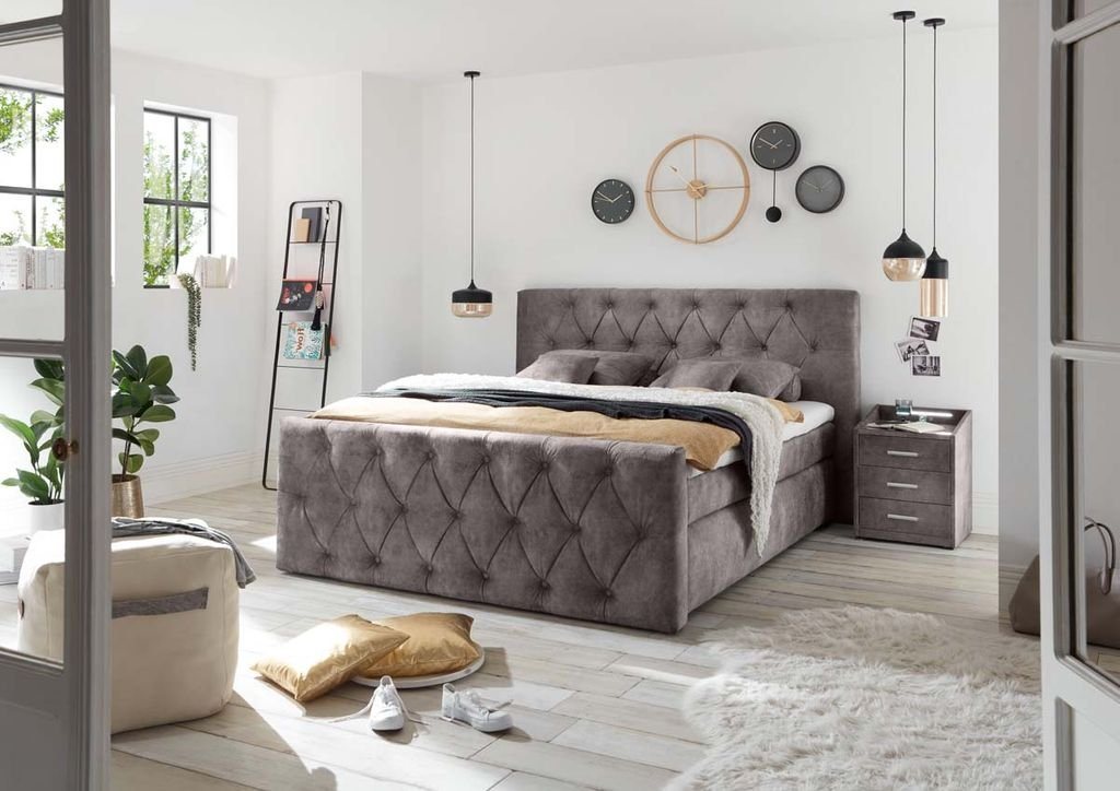 ED EXCITING DESIGN Boxspringliege (160 x 200 cm, Hammonton), Braun von ED EXCITING DESIGN