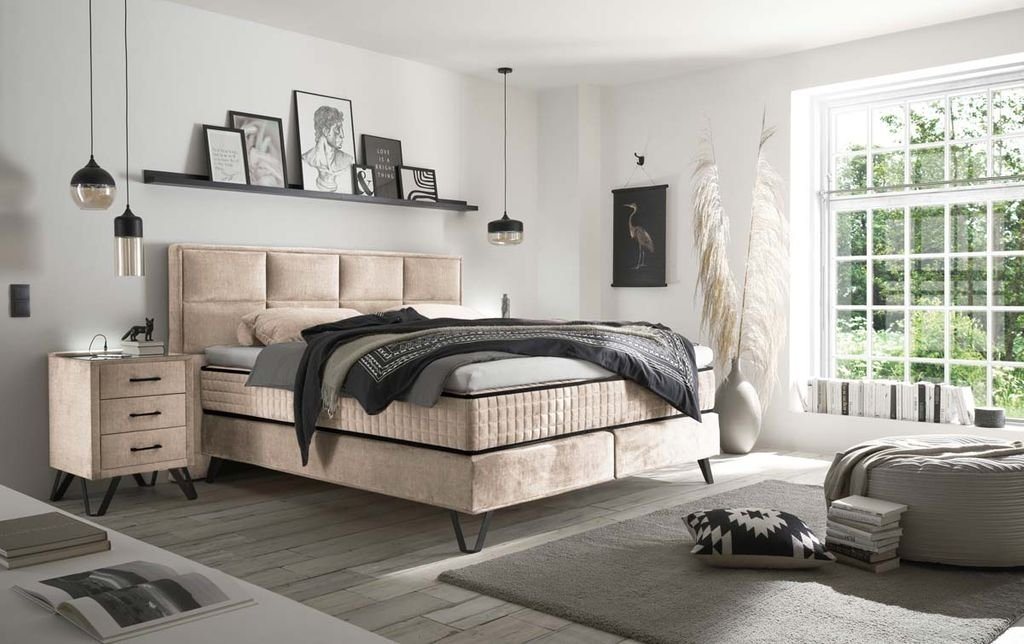 ED EXCITING DESIGN Boxspringliege (180 x 200 cm, Hamton), Beige von ED EXCITING DESIGN