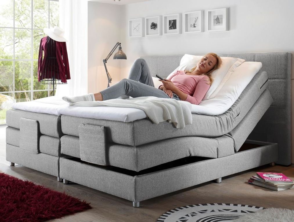 ED EXCITING DESIGN Boxspringliege (180 x 200 cm, Manolo), Silber von ED EXCITING DESIGN