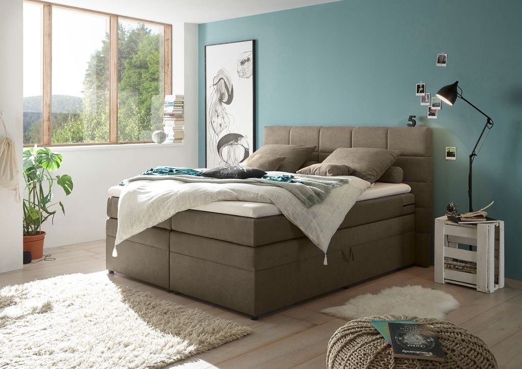 ED EXCITING DESIGN Boxspringliege (180 x 200 cm, Tacoma 1 Soro" sand 180 cm), Beige" von ED EXCITING DESIGN