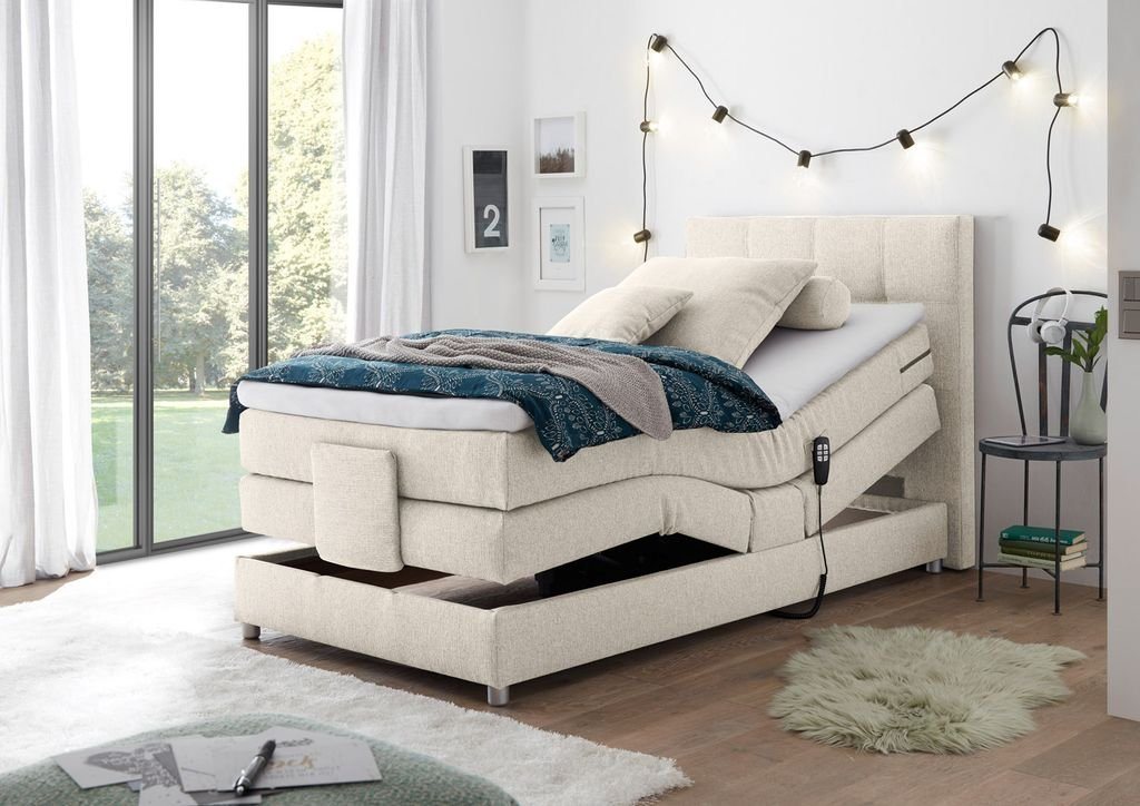 ED EXCITING DESIGN Boxspringliege (90 x 200 cm, Manolo), Beige von ED EXCITING DESIGN