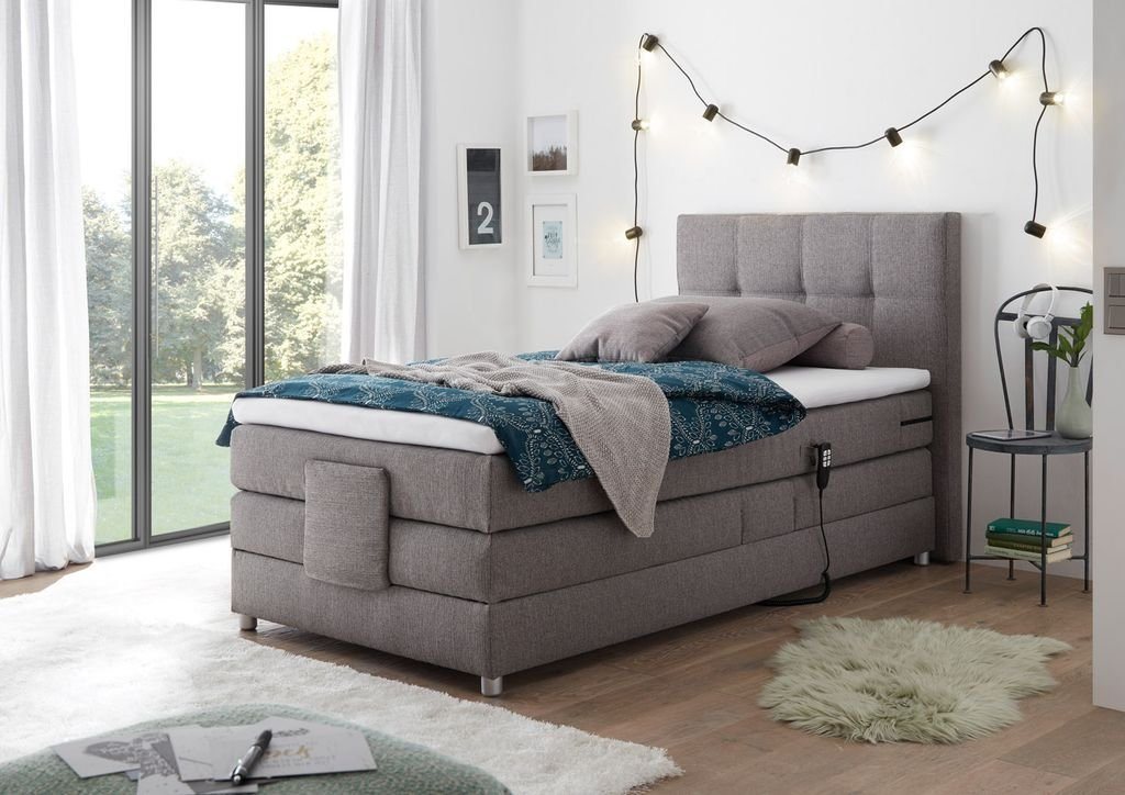 ED EXCITING DESIGN Boxspringliege (90 x 200 cm, Manolo), Silber von ED EXCITING DESIGN