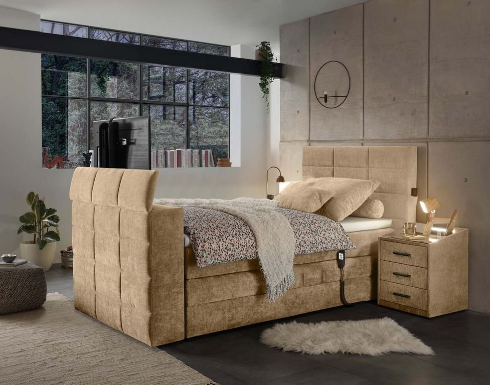 ED EXCITING DESIGN Boxspringliege (Denver), Beige von ED EXCITING DESIGN