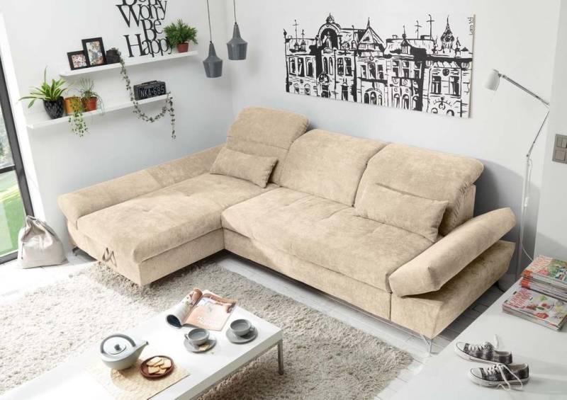 ED EXCITING DESIGN Ecksofa, MELFI Ecksofa Polstergarnitur Sofagarnitur 275 x 168 cm Sand von ED EXCITING DESIGN