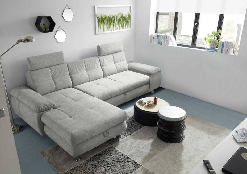 ED EXCITING DESIGN Ecksofa Alba, mit Schlaffunktion und Bettkasten, Armlehnenverstellung von ED EXCITING DESIGN