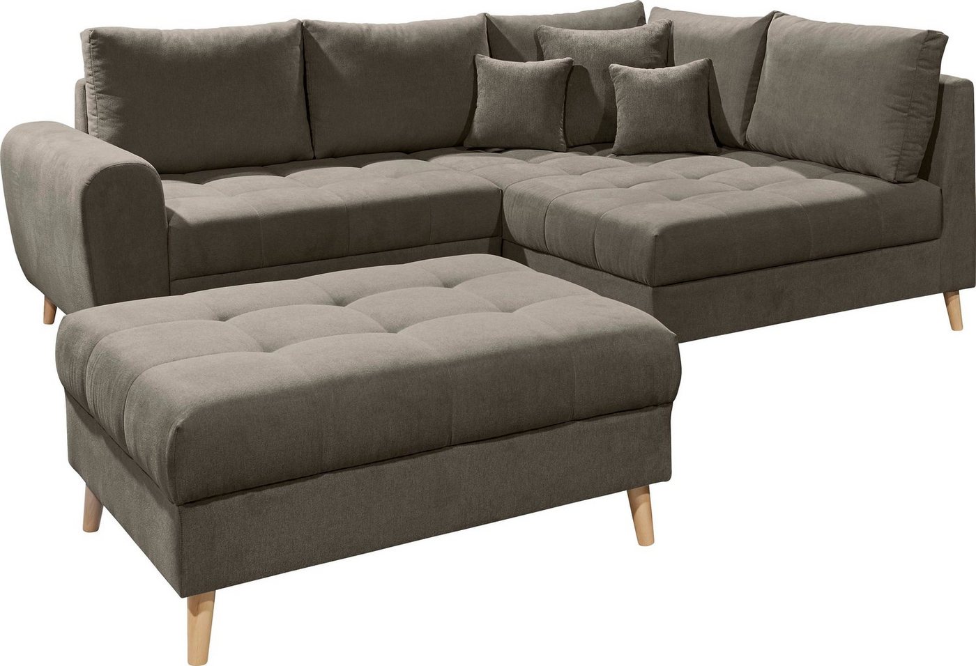 ED EXCITING DESIGN Ecksofa Alice L-Form, Set, mit Hocker, Rückenkissen, Zierkissen, frei im Raum stellbar von ED EXCITING DESIGN