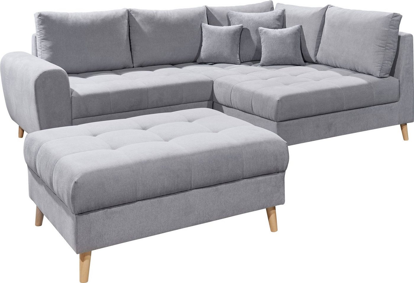 ED EXCITING DESIGN Ecksofa Alice L-Form, Set, mit Hocker, Rückenkissen, Zierkissen, frei im Raum stellbar von ED EXCITING DESIGN