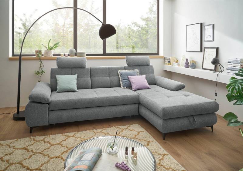 ED EXCITING DESIGN Ecksofa Altona L-Form, 2 Teile, mit Bettfunktion, Bettkasten, Armteilverstellung & Kopfstützen von ED EXCITING DESIGN