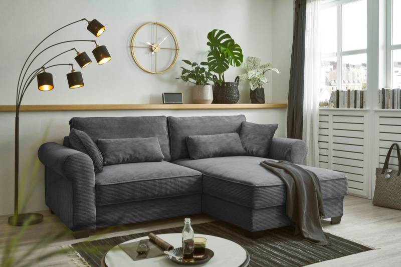 ED EXCITING DESIGN Ecksofa Angelina L-Form, mit Bettfunktion, Bettkasten & 4 Zierkissen von Ed Exciting Design