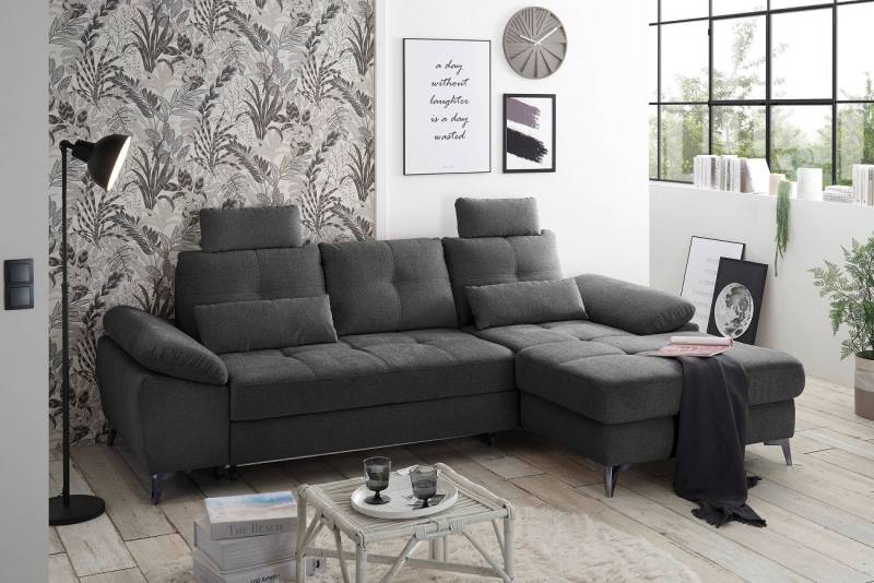 ED EXCITING DESIGN Ecksofa Auckland, mit Schlaffunktion & Bettkasten von ED EXCITING DESIGN