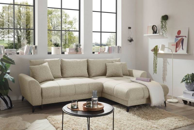 ED EXCITING DESIGN Ecksofa Bern L-Form, mit Bettfunktion, Bettkasten & 3 Zierkissen von ED EXCITING DESIGN