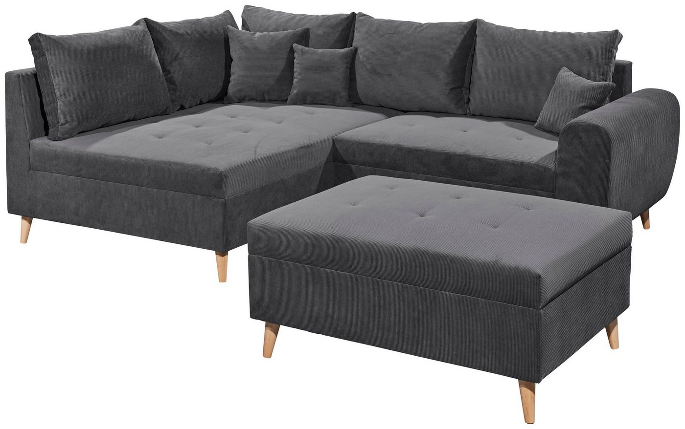 ED EXCITING DESIGN Ecksofa Calanda, mit Hocker, frei im Raum stellbar, Rücken- und Zierkissen von ED EXCITING DESIGN