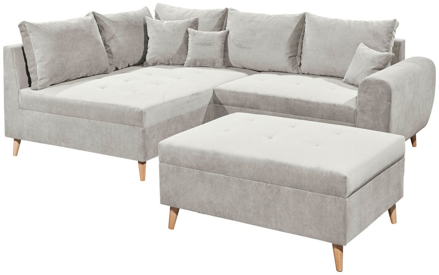 ED EXCITING DESIGN Ecksofa Calanda L-Form, mit Hocker, frei im Raum stellbar, Rücken- und Zierkissen von ED EXCITING DESIGN