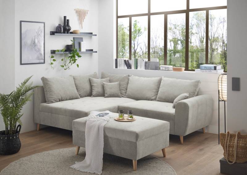 ED EXCITING DESIGN Ecksofa Calanda L-Form, mit Hocker & 3 Zierkissen von ED EXCITING DESIGN