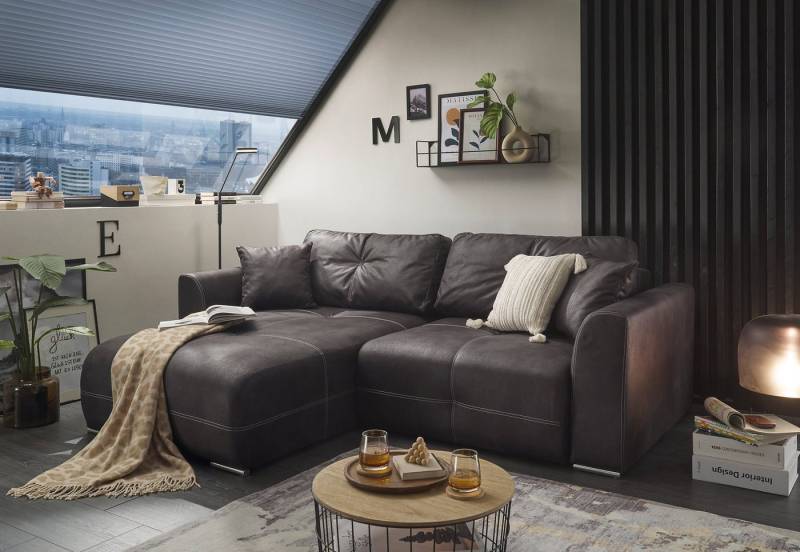 ED EXCITING DESIGN Ecksofa Dolan L-Form, mit Bettfunktion, Bettkasten & 2 Zierkissen von ED EXCITING DESIGN