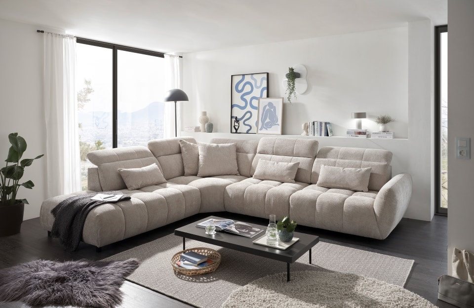 ED EXCITING DESIGN Ecksofa Franklin, mit verstellbaren Kopflehnen, frei im Raum stellbar, Nosagfederung ED EXCITING DESIGN Ecksofa Franklin, mit verstellbaren Kopflehnen, frei im Raum stellbar, Nosagfederung von ED EXCITING DESIGN