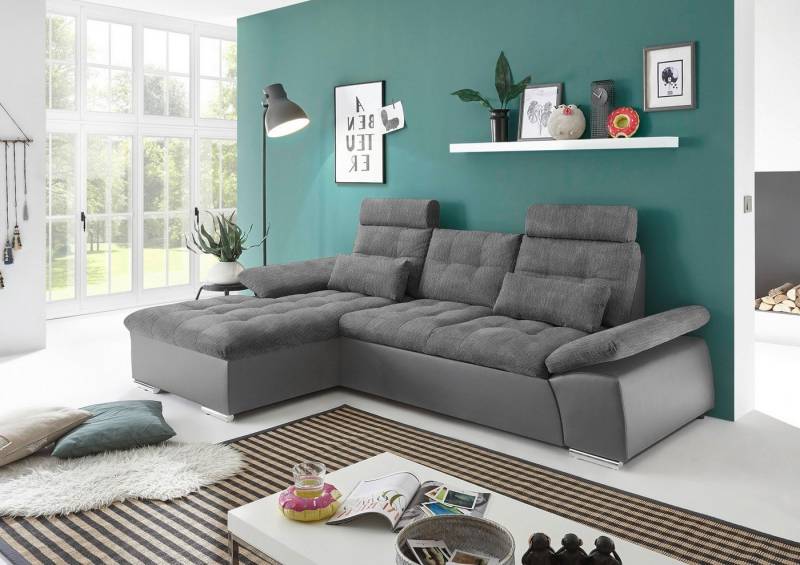 ED EXCITING DESIGN Ecksofa Jakarta, mit Schlaffunktion, Kopfstützen, Armlehnenfunktion von ED EXCITING DESIGN