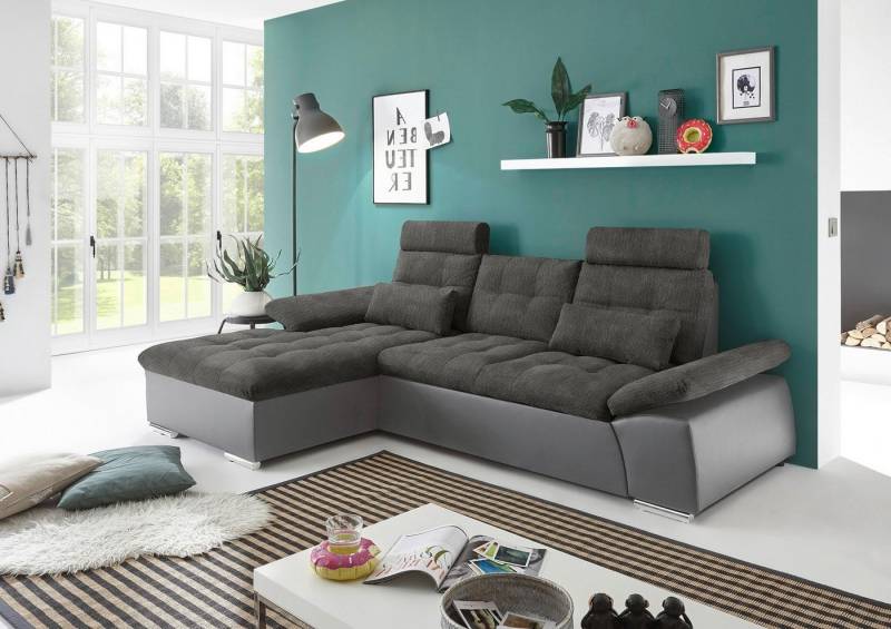 ED EXCITING DESIGN Ecksofa Jakarta, mit Schlaffunktion, Kopfstützen, Armlehnenfunktion von ED EXCITING DESIGN
