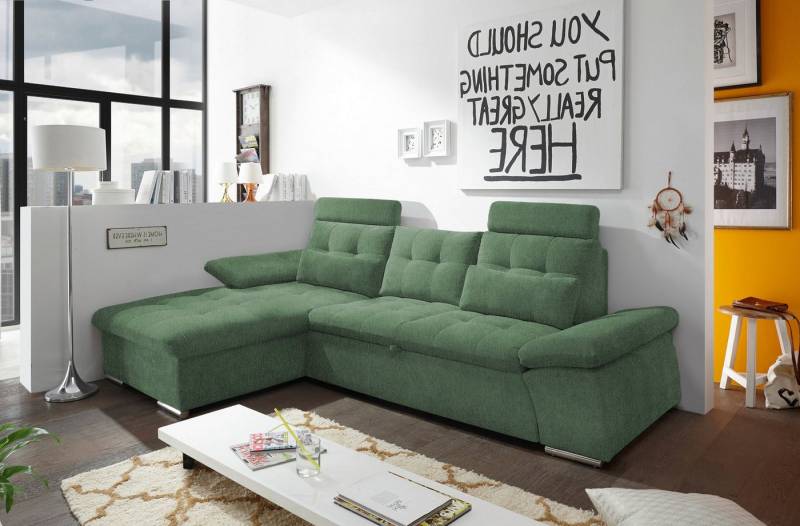 ED EXCITING DESIGN Ecksofa Jakarta, mit Schlaffunktion, Kopfstützen, Armlehnenfunktion von ED EXCITING DESIGN