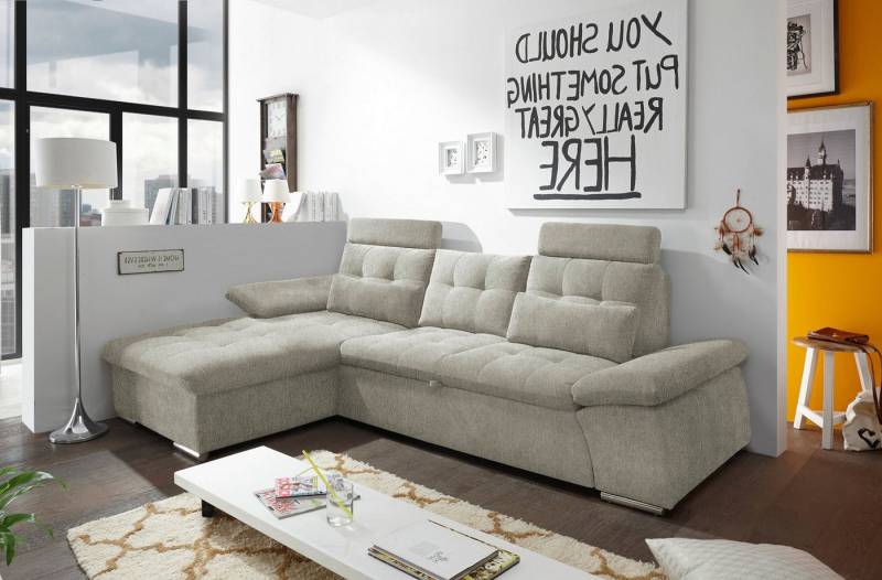 ED EXCITING DESIGN Ecksofa Jakarta, mit Schlaffunktion, Kopfstützen, Armlehnenfunktion von ED EXCITING DESIGN