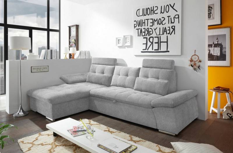 ED EXCITING DESIGN Ecksofa Jakarta, mit Schlaffunktion, Kopfstützen, Armlehnenfunktion von ED EXCITING DESIGN