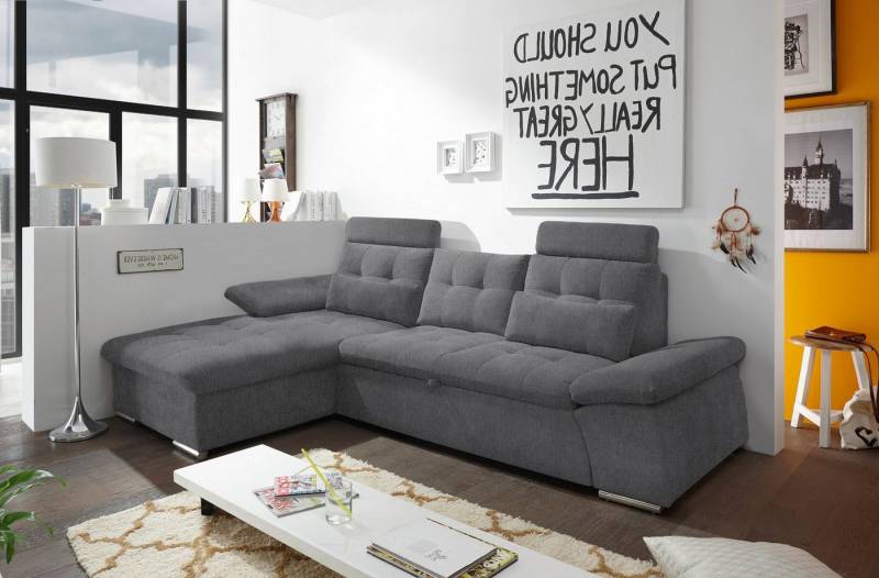 ED EXCITING DESIGN Ecksofa Jakarta, mit Schlaffunktion, Kopfstützen, Armlehnenfunktion von ED EXCITING DESIGN
