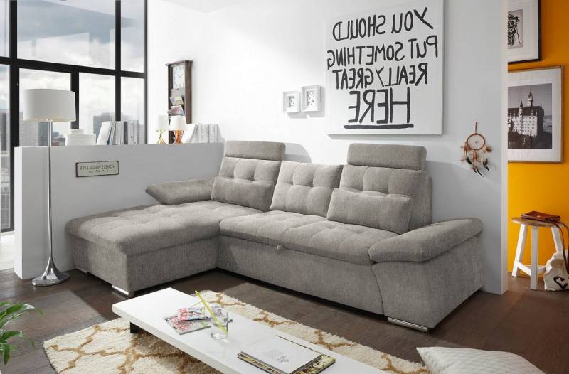 ED EXCITING DESIGN Ecksofa Jakarta, mit Schlaffunktion, Kopfstützen, Armlehnenfunktion von ED EXCITING DESIGN