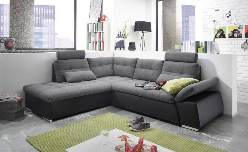 ED EXCITING DESIGN Ecksofa Jakarta, mit Schlaffunktion, verstellbarer Armlehne, 2 Kopfstützen von ED EXCITING DESIGN
