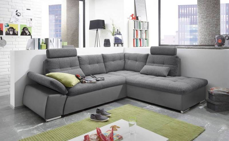 ED EXCITING DESIGN Ecksofa Jakarta, mit Schlaffunktion, verstellbarer Armlehne, 2 Kopfstützen von ED EXCITING DESIGN