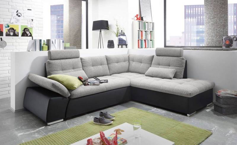 ED EXCITING DESIGN Ecksofa Jakarta, mit Schlaffunktion, verstellbarer Armlehne, 2 Kopfstützen von ED EXCITING DESIGN