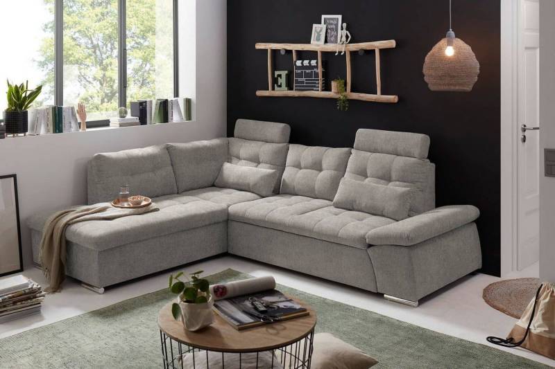 ED EXCITING DESIGN Ecksofa Jakarta, mit Schlaffunktion, verstellbarer Armlehne, 2 Kopfstützen von ED EXCITING DESIGN