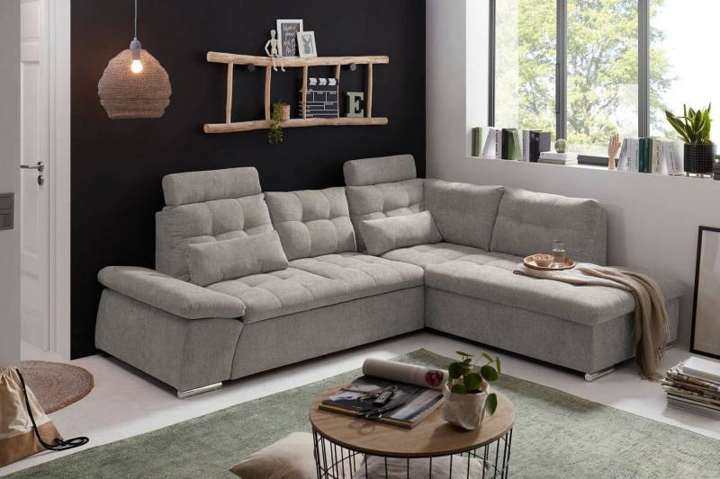 ED EXCITING DESIGN Ecksofa Jakarta, mit Schlaffunktion, verstellbarer Armlehne, 2 Kopfstützen von ED EXCITING DESIGN