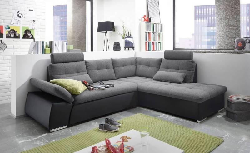 ED EXCITING DESIGN Ecksofa Jakarta, mit Schlaffunktion, verstellbarer Armlehne, 2 Kopfstützen von ED EXCITING DESIGN