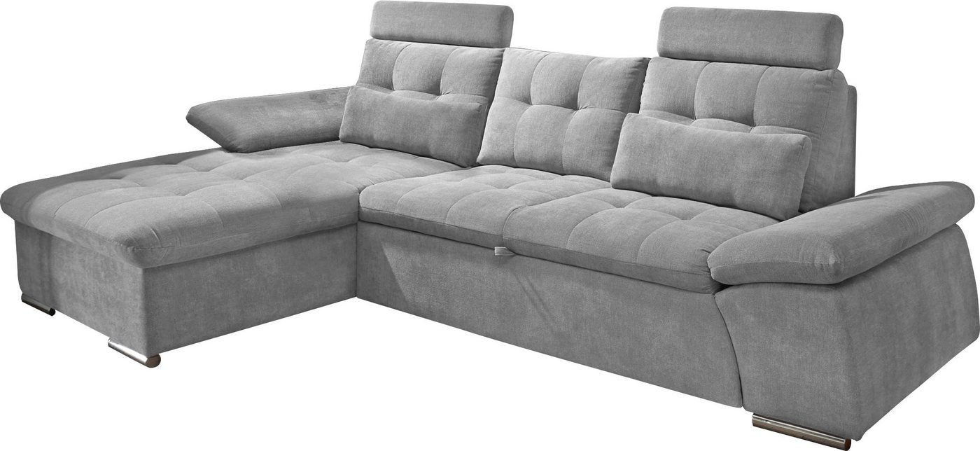 ED EXCITING DESIGN Ecksofa Nalo, mit Bettfunktion, Kopfstützen, Nierenkissen, Armteilverstellung von ED EXCITING DESIGN