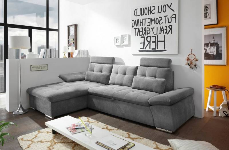 ED EXCITING DESIGN Ecksofa Nalo L-Form, mit Bettfunktion, Armteilverstellung, Kopfstützen & 2 Nierenkissen von ED EXCITING DESIGN