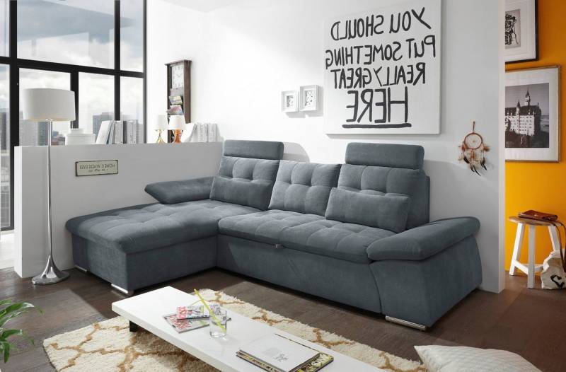 ED EXCITING DESIGN Ecksofa Nalo L-Form, mit Bettfunktion, Armteilverstellung, Kopfstützen & 2 Nierenkissen von ED EXCITING DESIGN