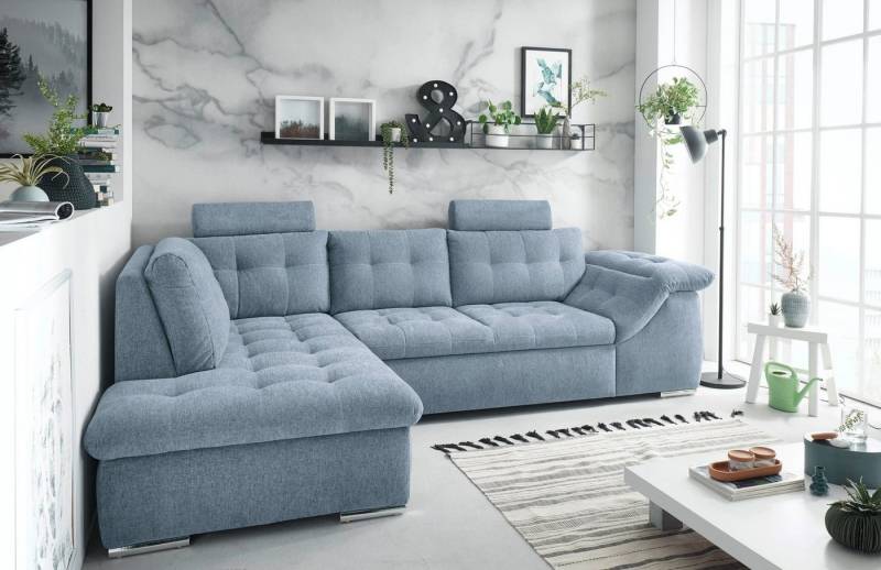 ED EXCITING DESIGN Ecksofa Oman L-Form, mit Bettfunktion, Bettkasten, Armteilverstellung & Kopfstützen von ED EXCITING DESIGN