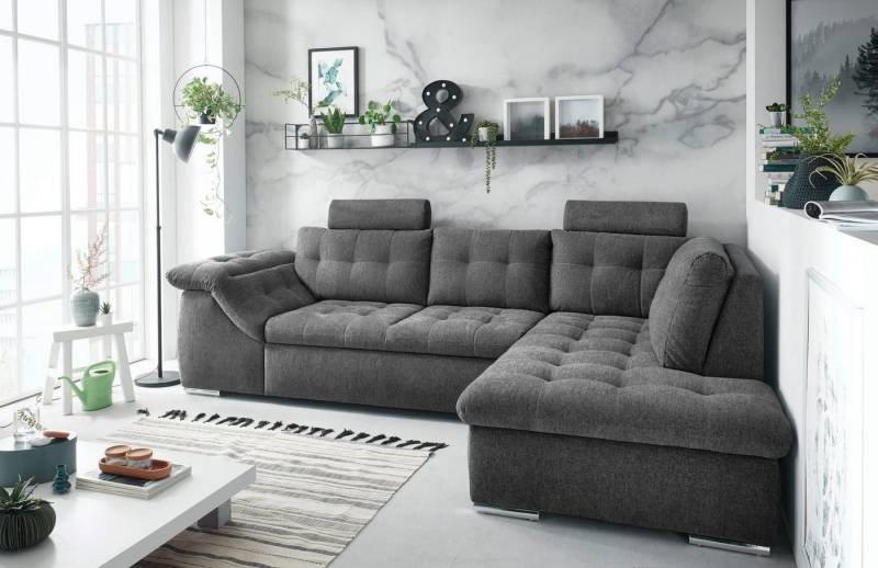 ED EXCITING DESIGN Ecksofa Oman L-Form, mit Bettfunktion, Bettkasten, Armteilverstellung & Kopfstützen von ED EXCITING DESIGN