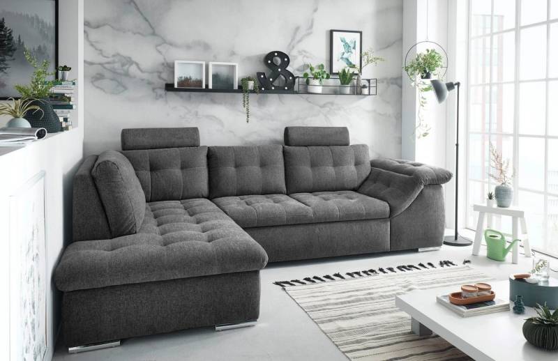 ED EXCITING DESIGN Ecksofa Oman L-Form, mit Bettfunktion, Bettkasten, Armteilverstellung & Kopfstützen von ED EXCITING DESIGN